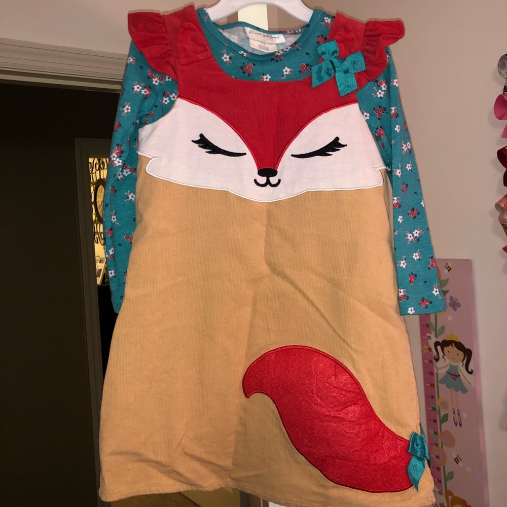 Toddler girls two piece fox dress
